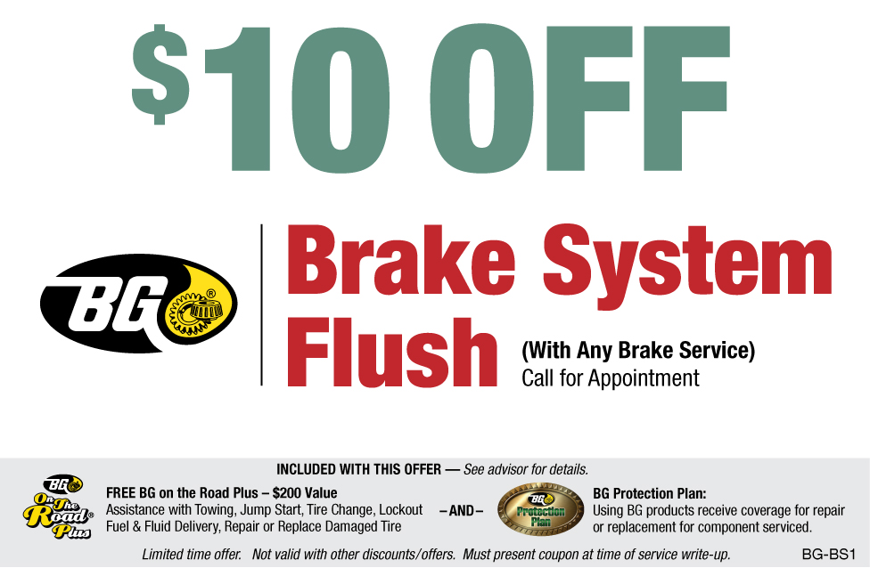$10 OFF BG Brake System Flush