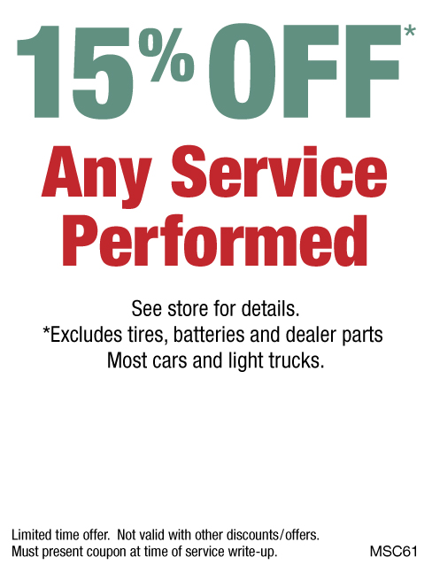 15% OFF Any Service Performed