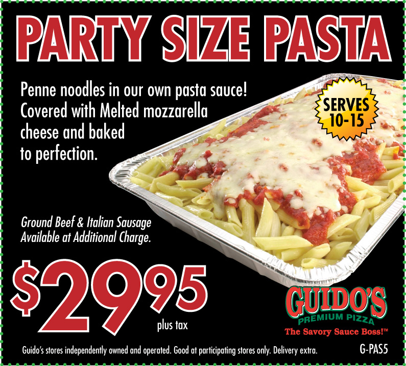 Party Size Pasta 10-15 $29.95