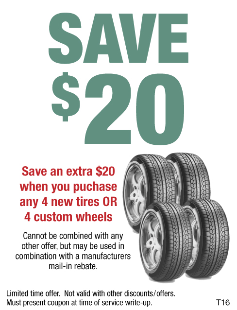 Save $20 When You Purchase 4 New Tires Or 4 Custom Wheels