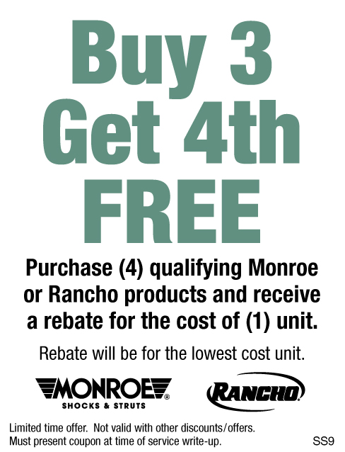 Buy 3 Get 4th Free Monroe or Rancho Products Rebate