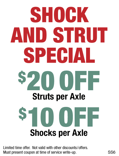 Shock & Strut Special, $20 Off Struts or $10 Off Shocks Per Axle