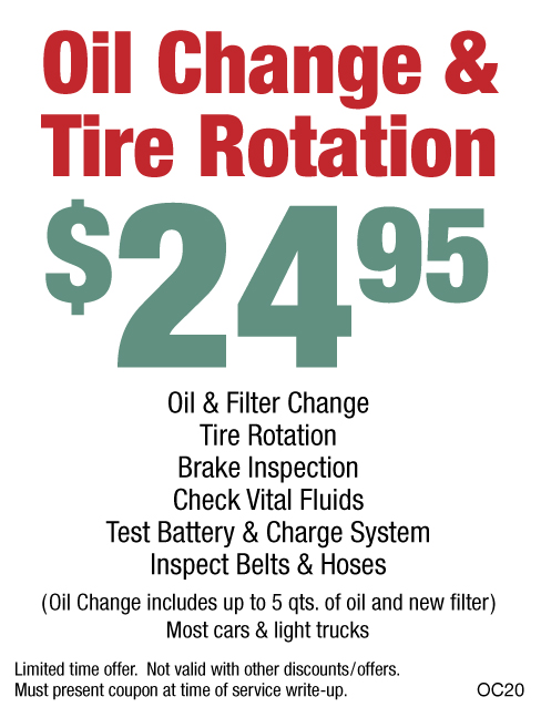 Oil Change & Tire Rotation $24.95