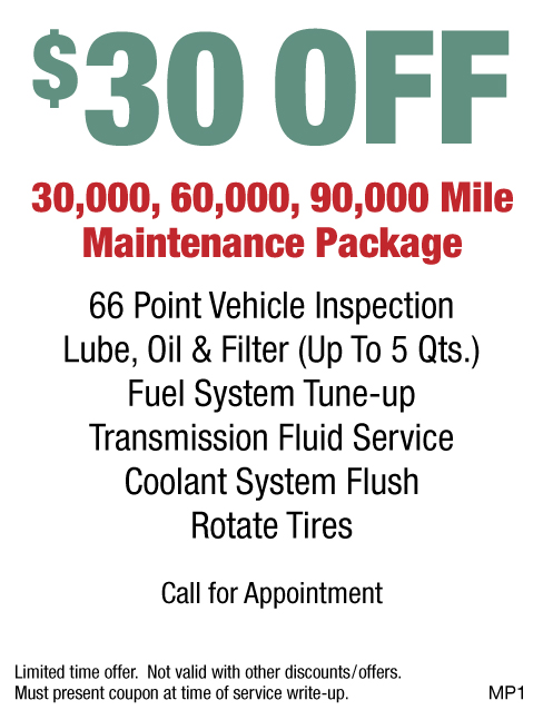 $30 OFF 30K/60K/90K Maintenance Services