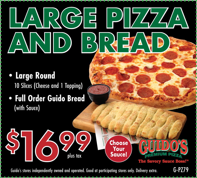 Large Round & Bread (1 Topping) $16.99