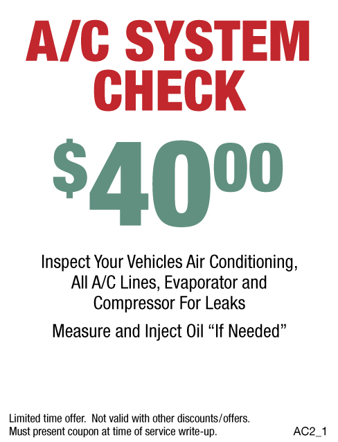 A/C System Check $40