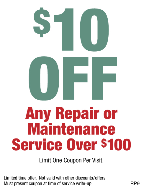 $10 OFF Any Repair Or Maintenance Service Over $100