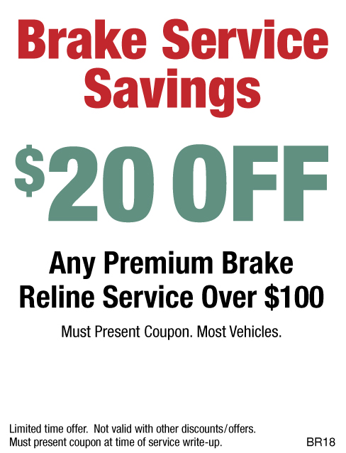 $20 OFF Any Premium Brake Reline Service