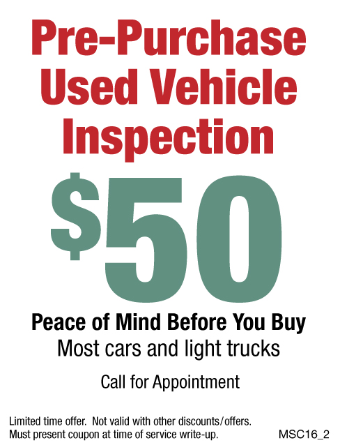 Used Vehicle Inspection $50