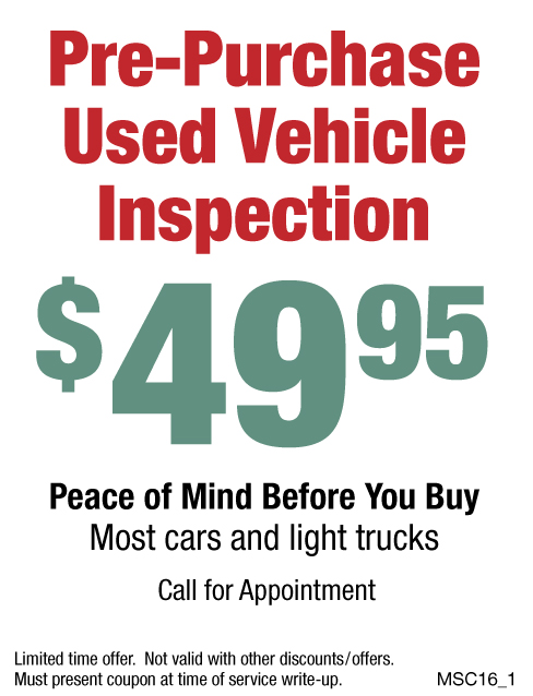 Used Vehicle Inspection $49.95