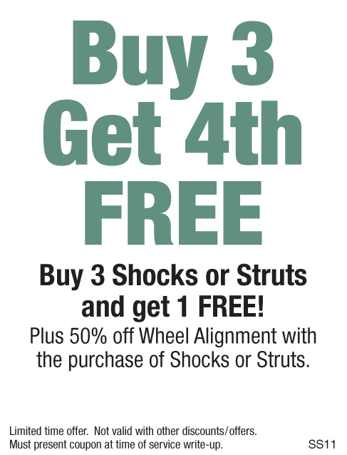 Buy Three Shocks or Struts Get 1 FREE!