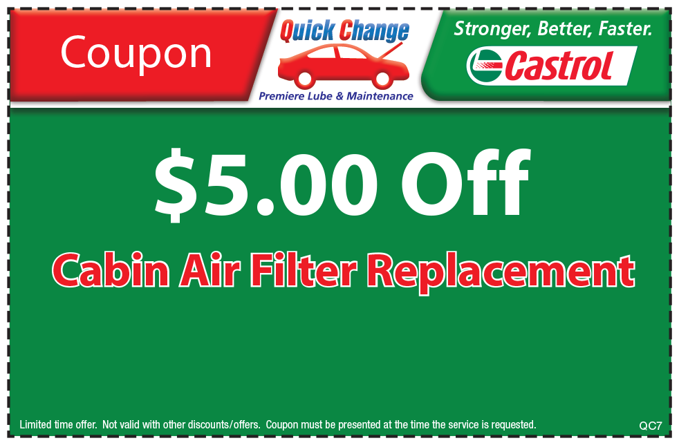 $5 Off Cabin Air Filter Replacement