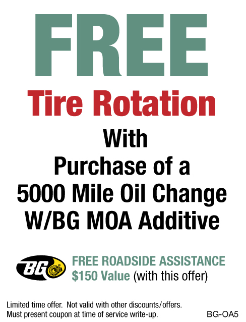 FREE Tire Rotation W/Purchase of 5K Oil Change
