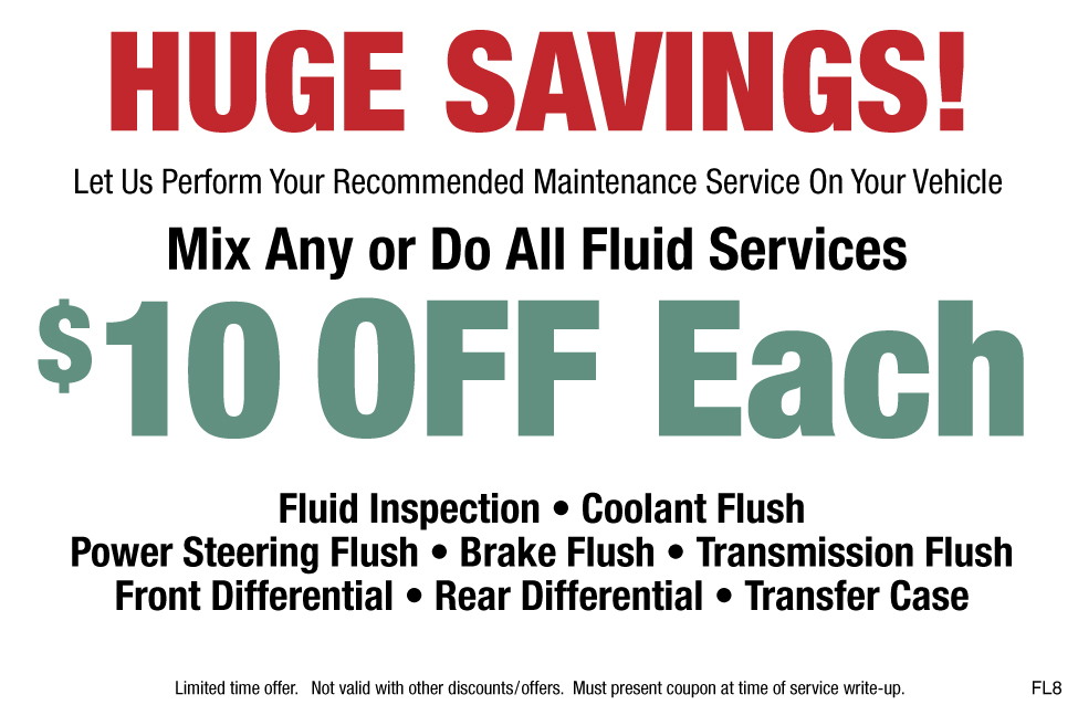 Huge Savings $10 OFF Any Fluid Service