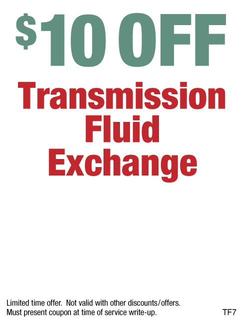 $10 OFF Transmission Fluid Exchange