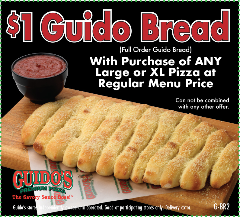$1 Guido Bread W/Purchase of Any Large or XL Pizza at Regular Menu Price