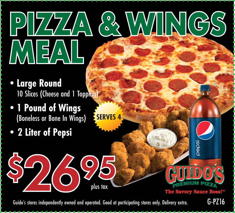G pz16 pizza   wings meal 26.95