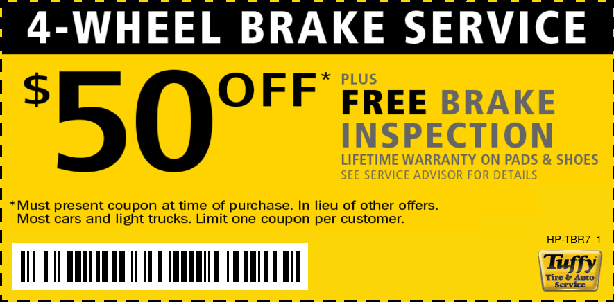 $50 OFF 4 - Wheel Brake Service Plus FREE Inspection