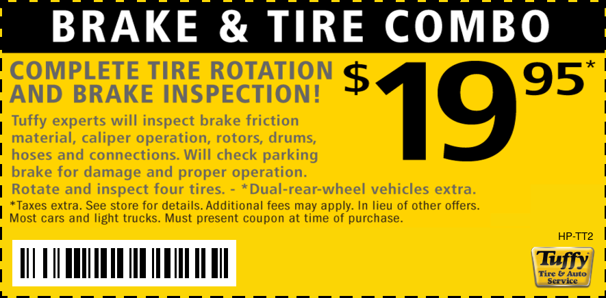 Tire Rotation And Brake Inspection $19.95