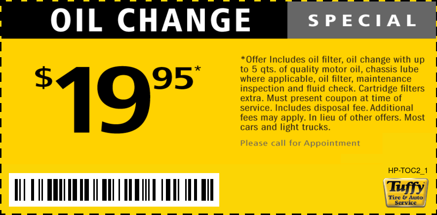Oil Change $19.95 W/Inspection & Appointment