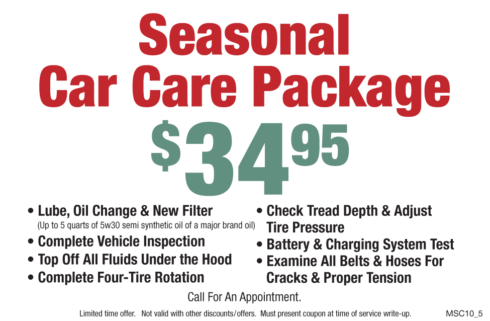 Seasonal Car Care Package $34.95