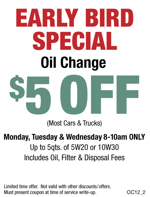 Early Bird Special $5 OFF Oil Change