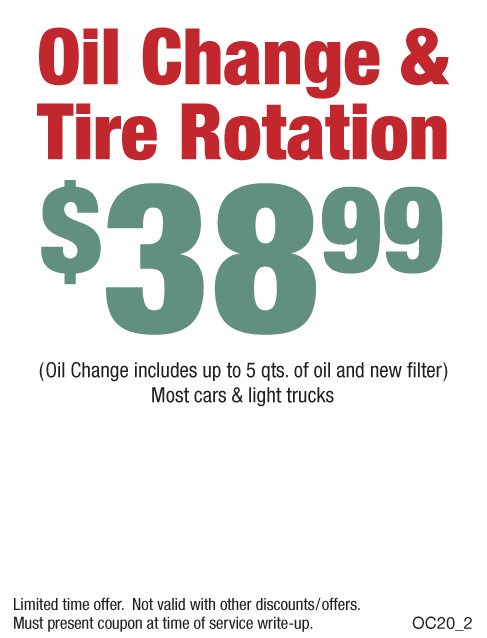 $38.99 Oil Change & Tire Rotation