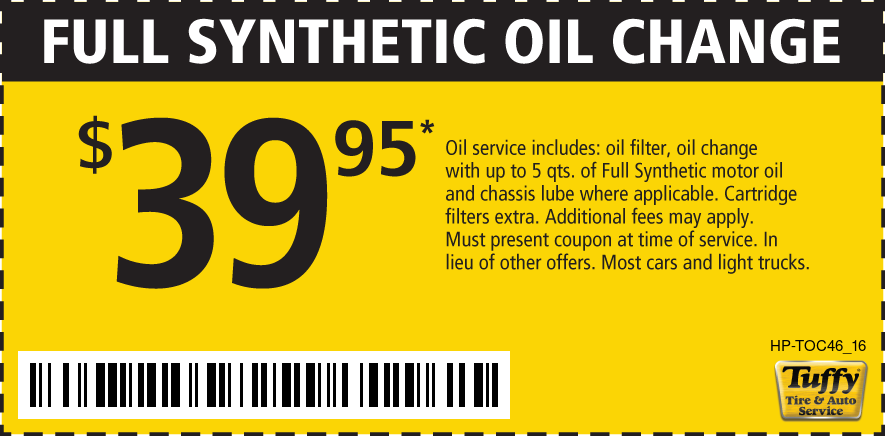 Full Synthetic Oil Change $39.95 - Tuffy Powell