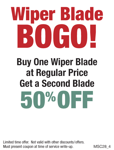 Wiper Blades BOGO Buy One Reg Price Get Second 50% OFF