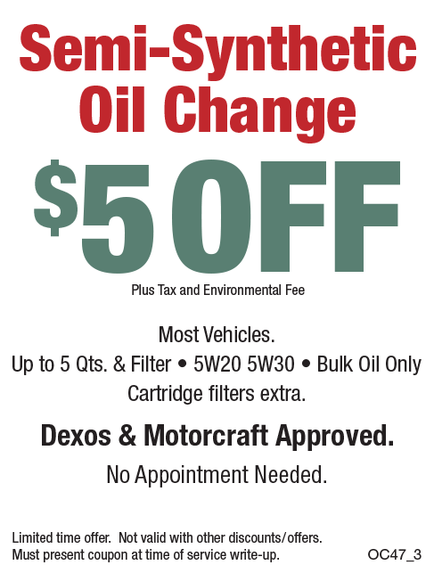 $5 Off Semi-Synthetic Oil Change