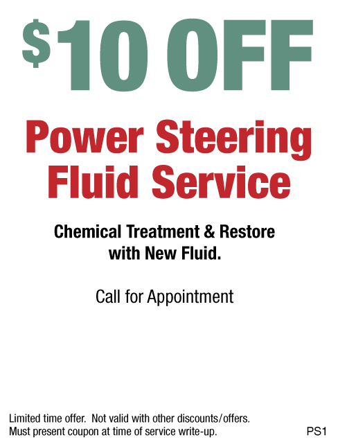 $10 OFF Power Steering Fluid Service