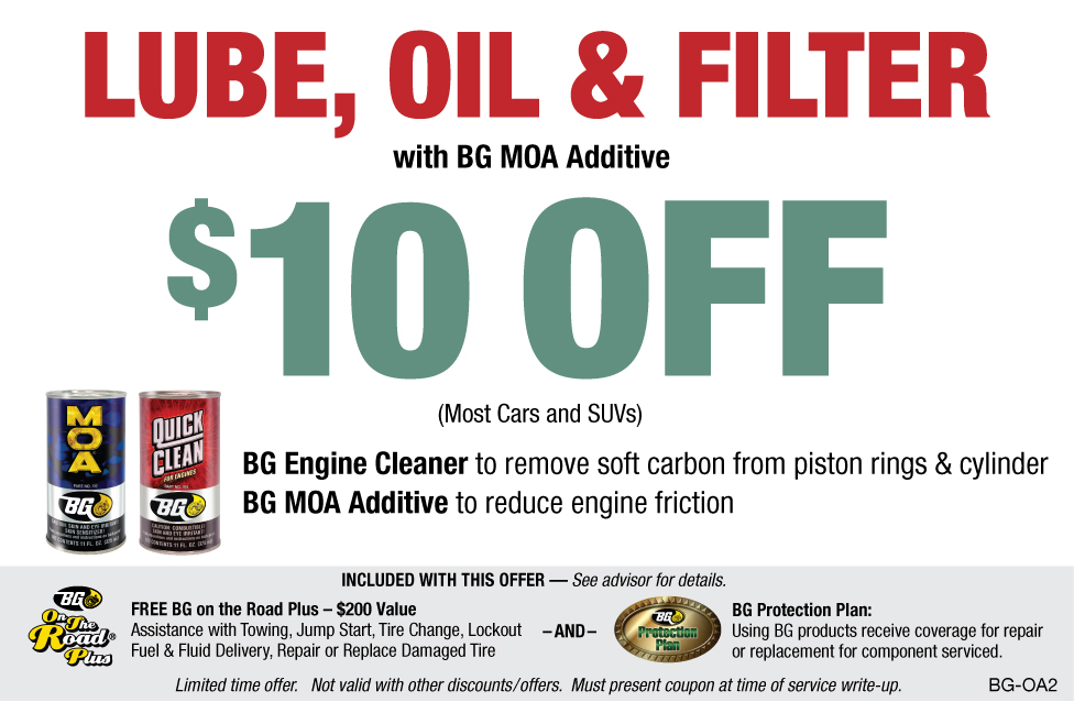 BG Lube, Oil & Filter $10 OFF W/BG Engine Cleaner & MOA