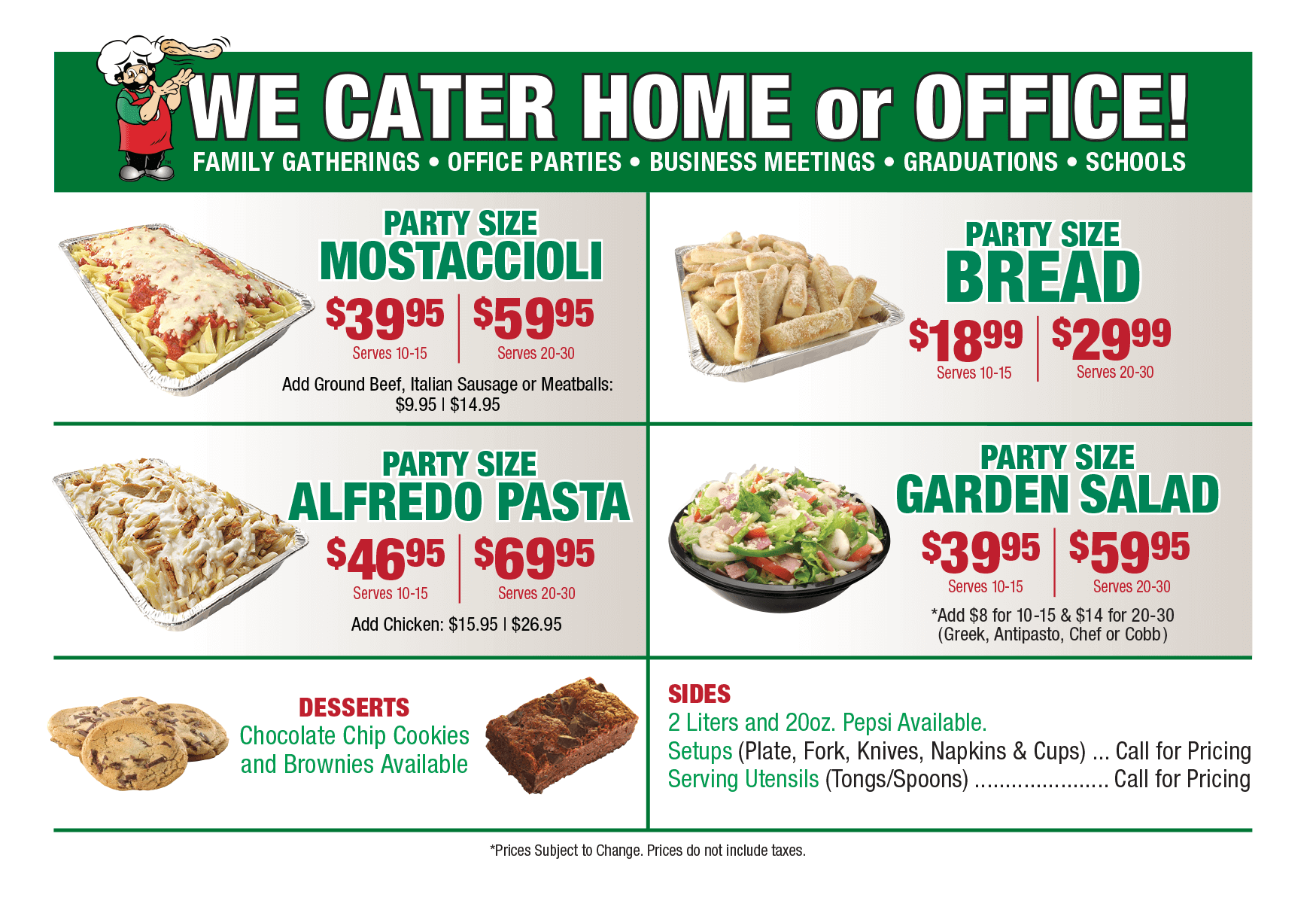 Catering Menu - Guido's Premium Pizza, Pasta, Subs, Salads & Bread Novi, MI