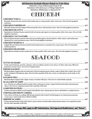 Chicken Entrees Chicken Entrees