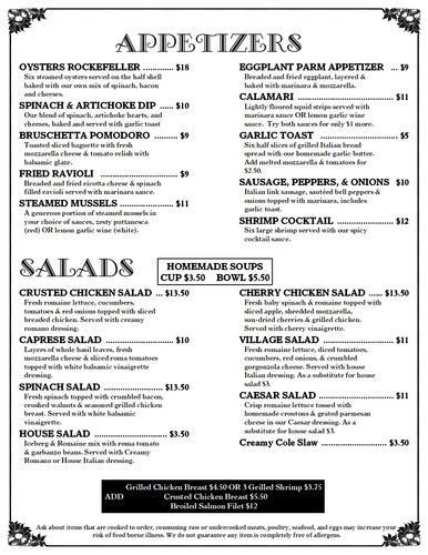 Vic's Casual Dining Appetizer Menu