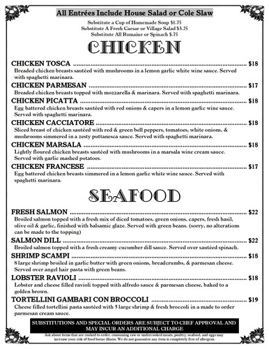 Vic's Casual Dining Chicken Menu