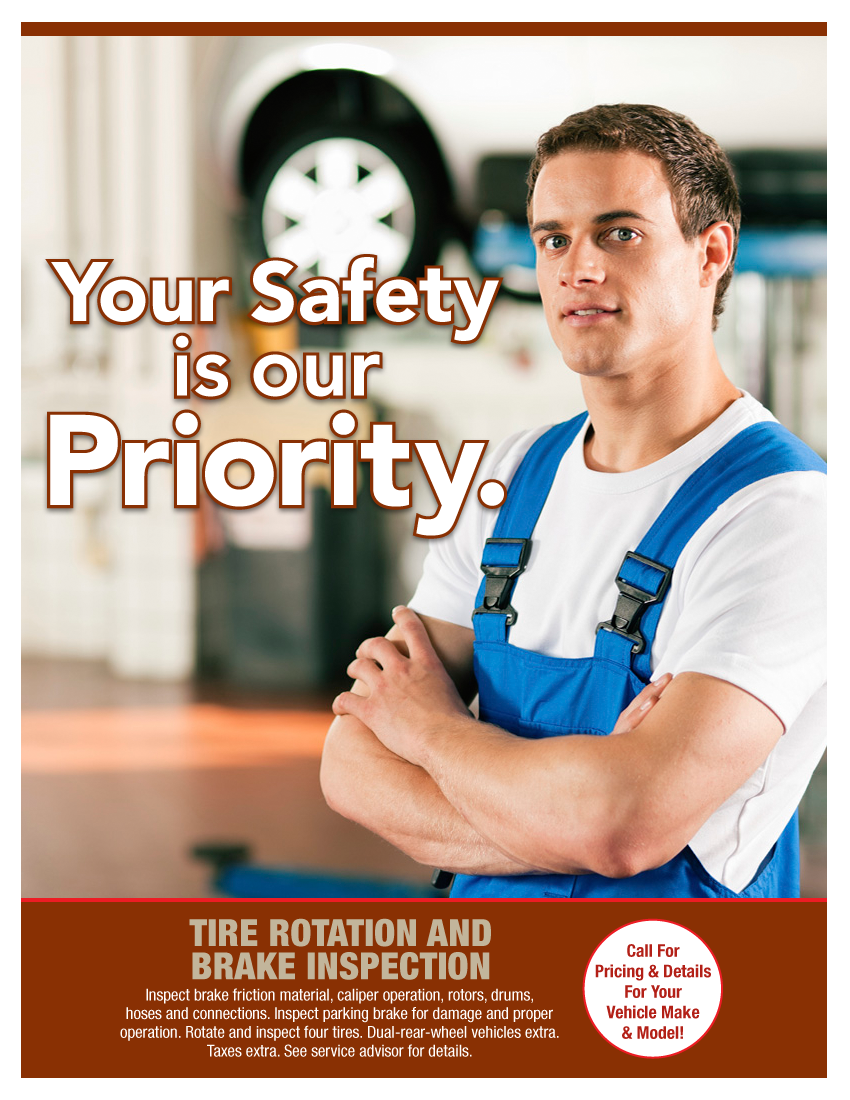 Tire Rotation & Brake Inspection (Call Shop For Details)